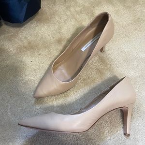 Diane von Furstenberg neutral leather pointed toe stilettos